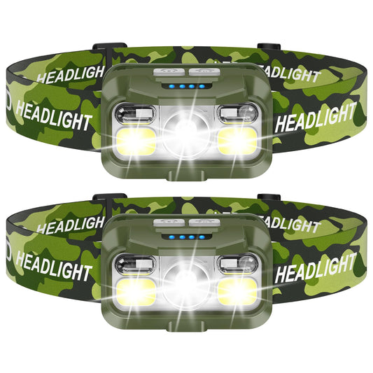 Rechargeable LED Headlamp Set with Motion Sensor & Multi-Light Modes