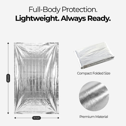 Emergency Mylar Thermal Survival Blanket with Waterproof Heat-Retention Design