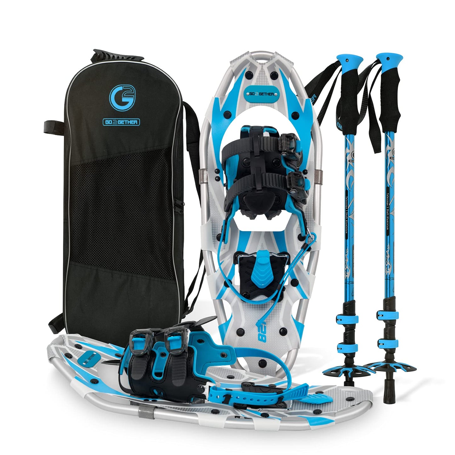 Lightweight Snowshoes Set with Trekking Poles & Carry Bag for Winter Hiking