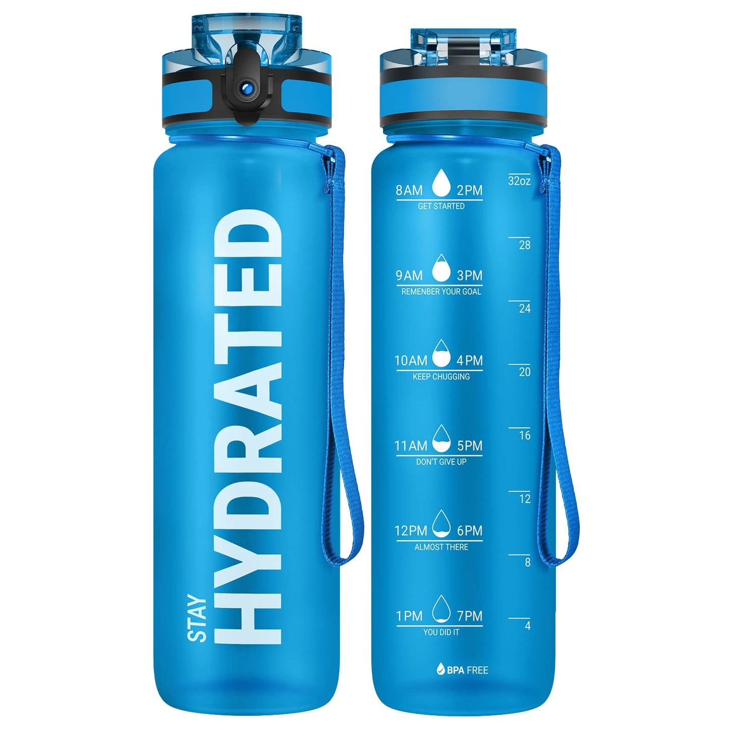 Motivational Leakproof Water Bottle with Time Marker & Wide Mouth Design