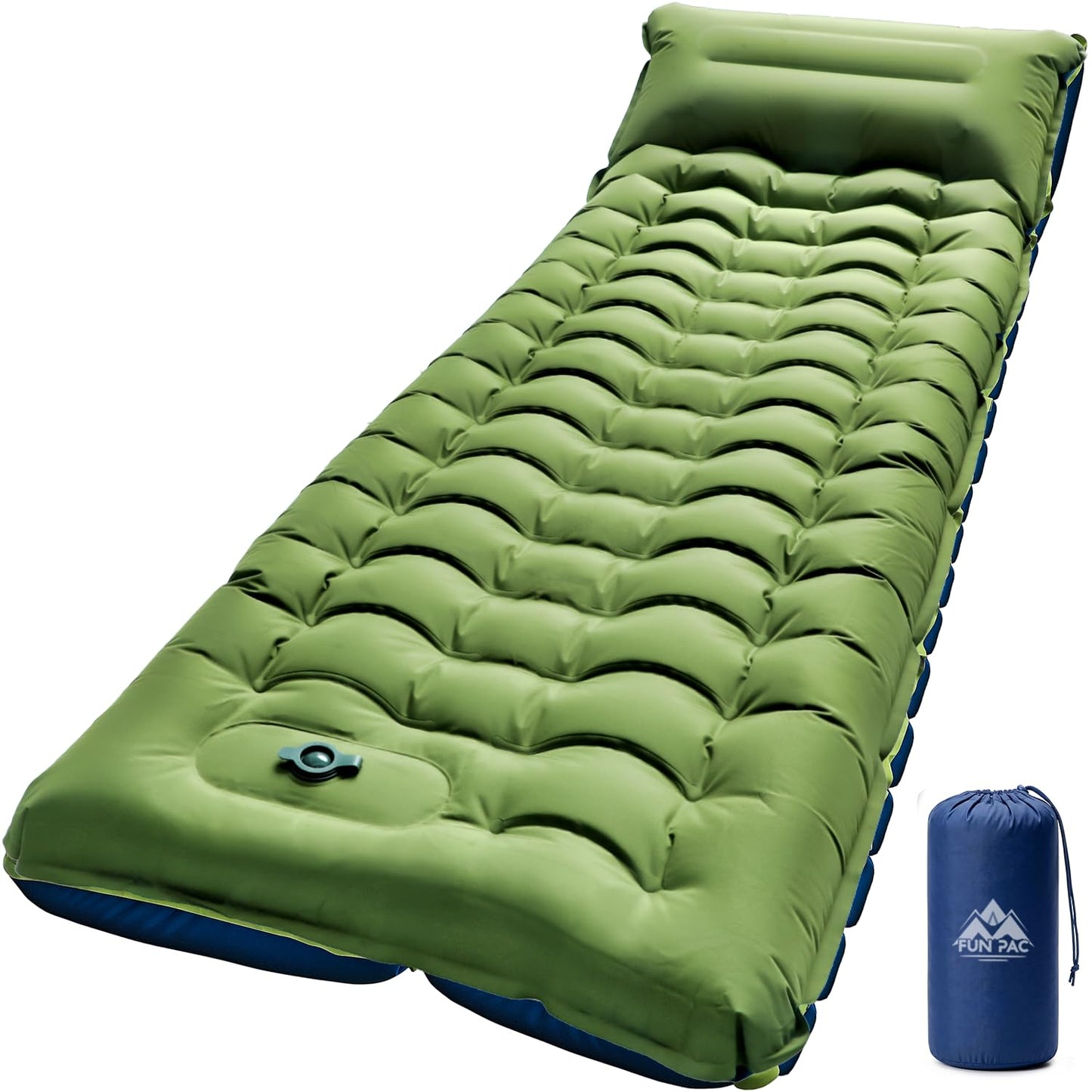 Ultralight Inflatable Camping Sleeping Pad with Built-In Pillow & Foot Pump