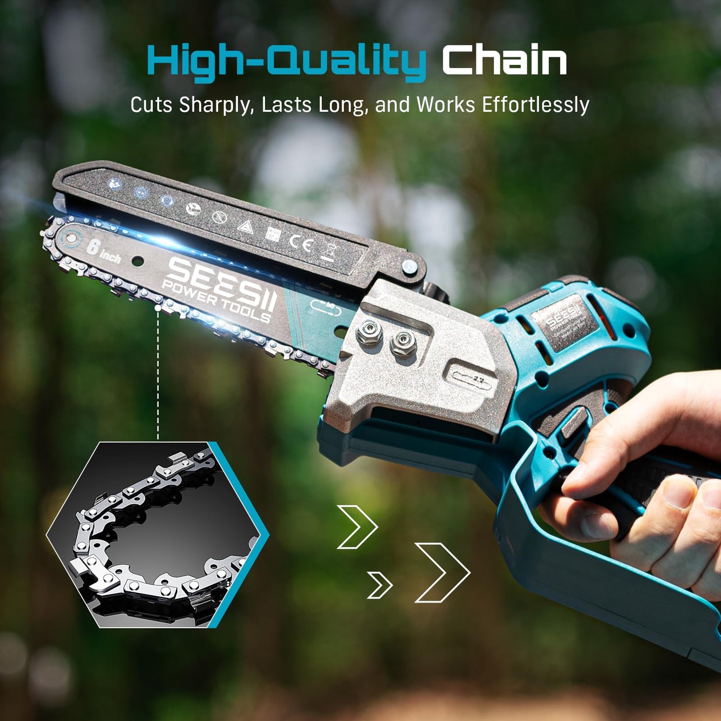 Cordless Mini Chainsaw for Outdoor Cutting & Garden Work