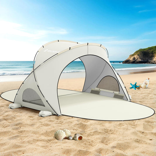 Beach Sun Shelter Tent with UPF50+ UV Protection & Dual Zippered Doors