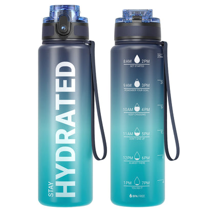 Motivational Leakproof Water Bottle with Time Marker & Wide Mouth Design