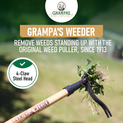 Stand-Up Weed Puller Tool with Long Handle & Steel Claw Design