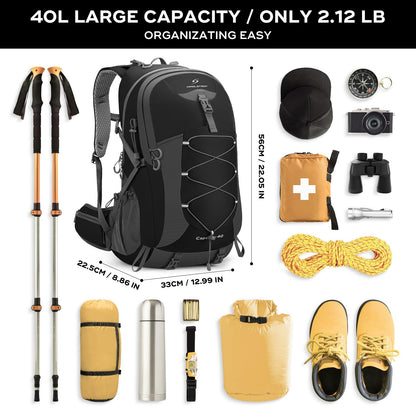 Waterproof Hiking Backpack with Rain Cover for Camping & Travel