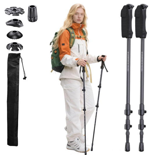 Carbon Fiber Collapsible Trekking Poles with EVA Grip for Hiking & Outdoor Use
