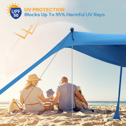 Beach Tent Beach Canopy Beach Shade Extra Windproof Rope Stable Sun Protection Easy Set up