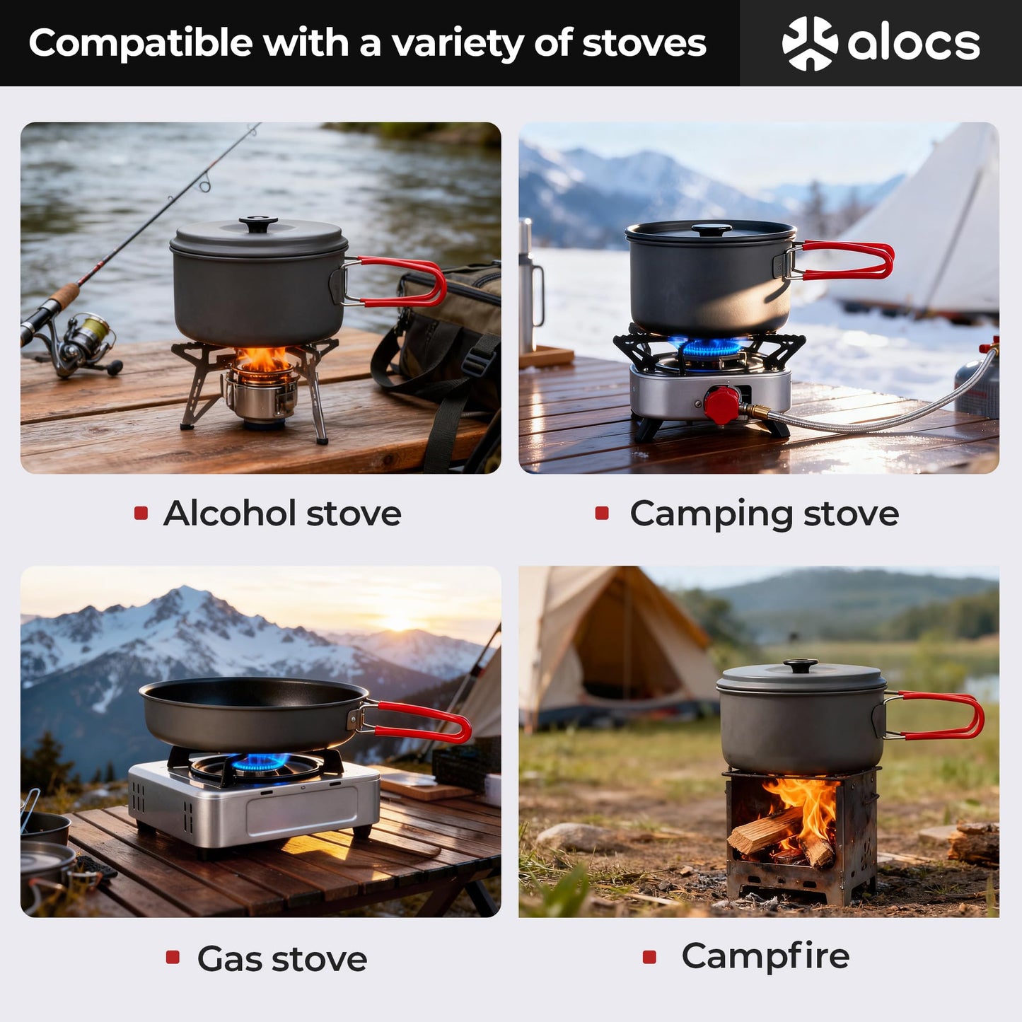Compact Camping Cookware Set with Pots, Pans & Carry Bag for Outdoor Cooking