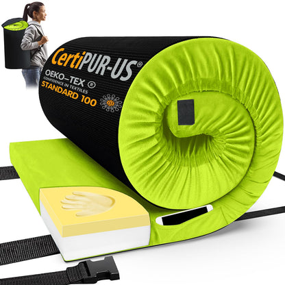Memory Foam Camping Mattress Pad with Portable Roll-Up Design & Travel Bag