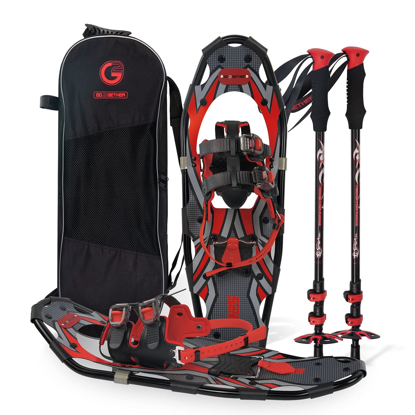 Lightweight Snowshoes Set with Trekking Poles & Carry Bag for Winter Hiking