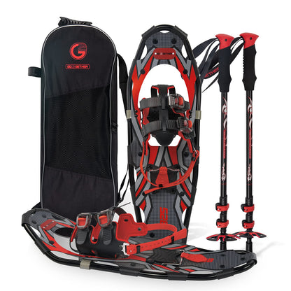 Lightweight Snowshoes Set with Trekking Poles & Carry Bag for Winter Hiking