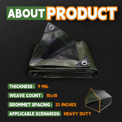Waterproof Heavy Duty Poly Tarp with Reinforced Edges & Metal Grommets