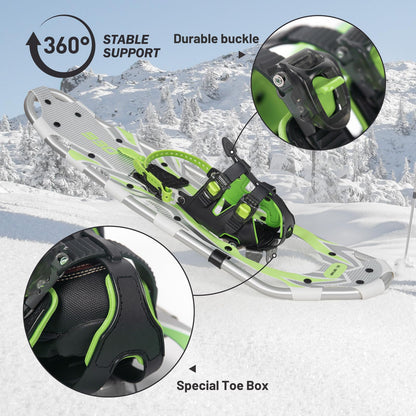 Lightweight Snowshoes Set with Trekking Poles & Carry Bag for Winter Hiking