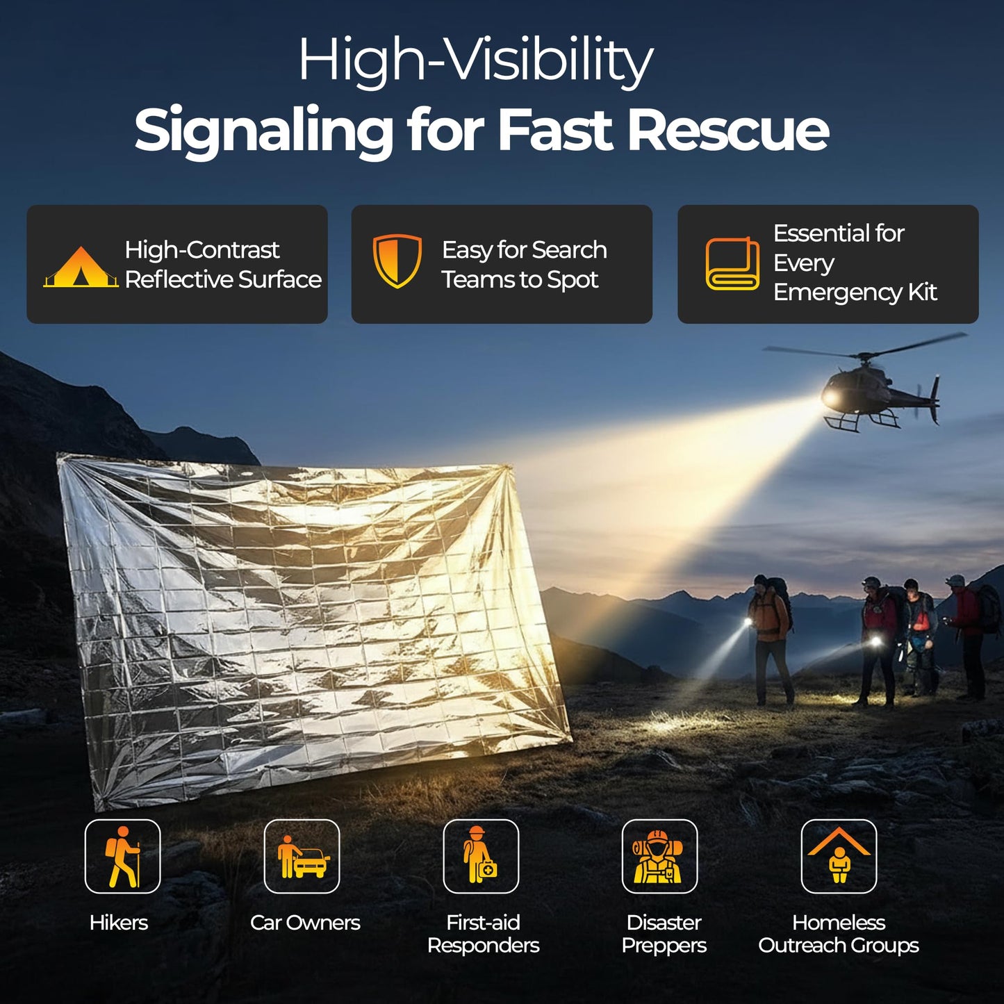 Emergency Mylar Thermal Survival Blanket with Waterproof Heat-Retention Design