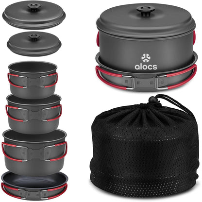 Compact Camping Cookware Set with Pots, Pans & Carry Bag for Outdoor Cooking