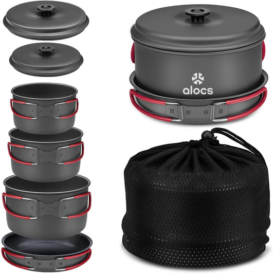 Compact Camping Cookware Set with Pots, Pans & Carry Bag for Outdoor Cooking