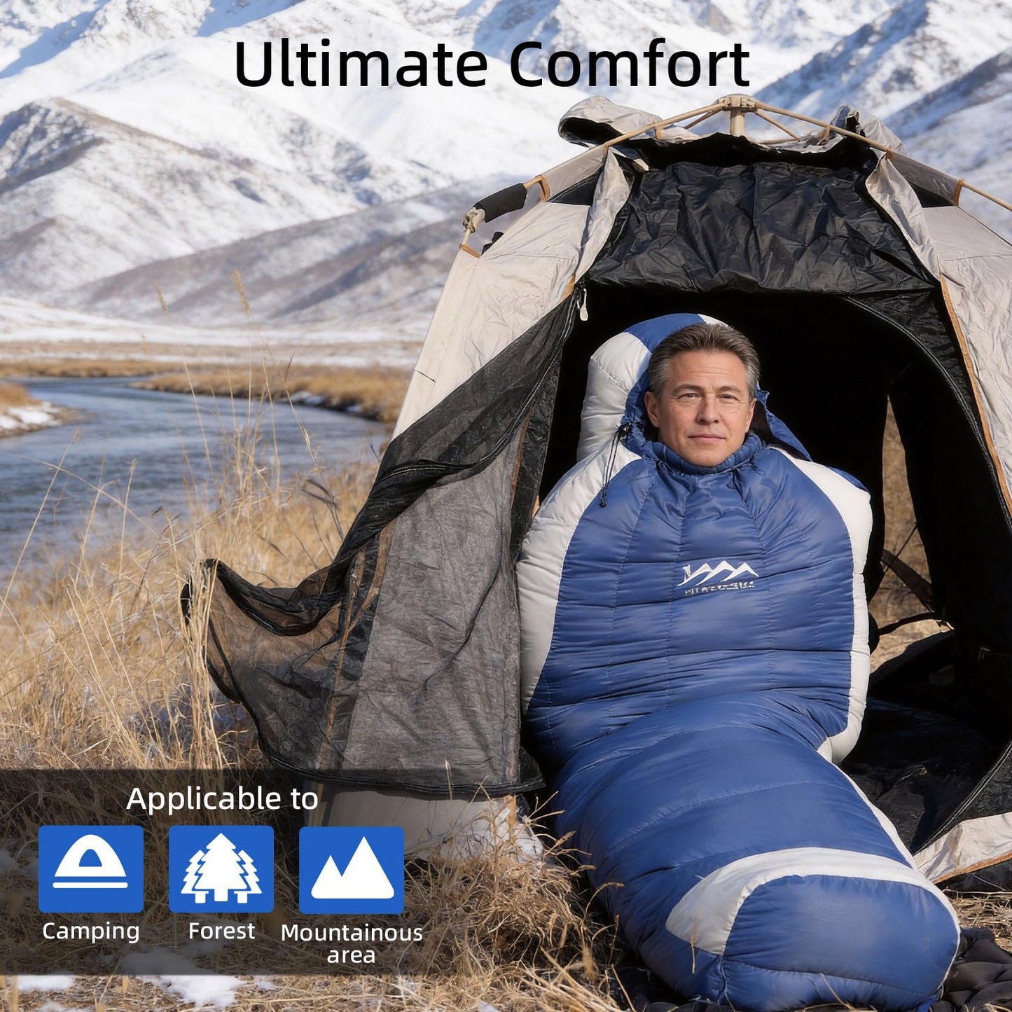 XL Down Mummy Sleeping Bag for Camping, Hiking & Backpacking