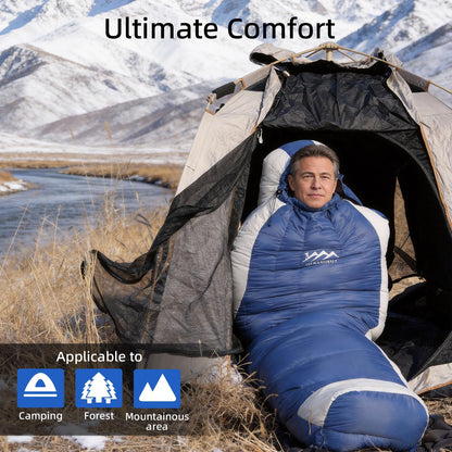 XL Down Mummy Sleeping Bag for Camping, Hiking & Backpacking