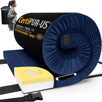Memory Foam Camping Mattress Pad with Portable Roll-Up Design & Travel Bag
