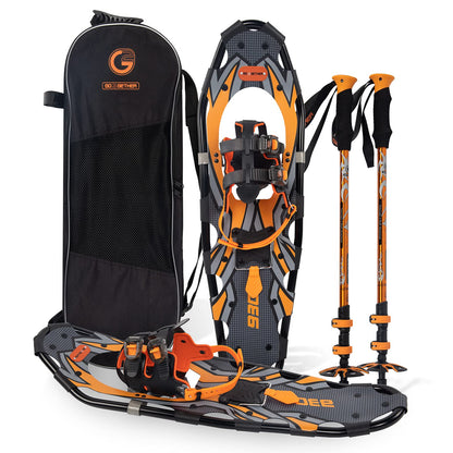Lightweight Snowshoes Set with Trekking Poles & Carry Bag for Winter Hiking