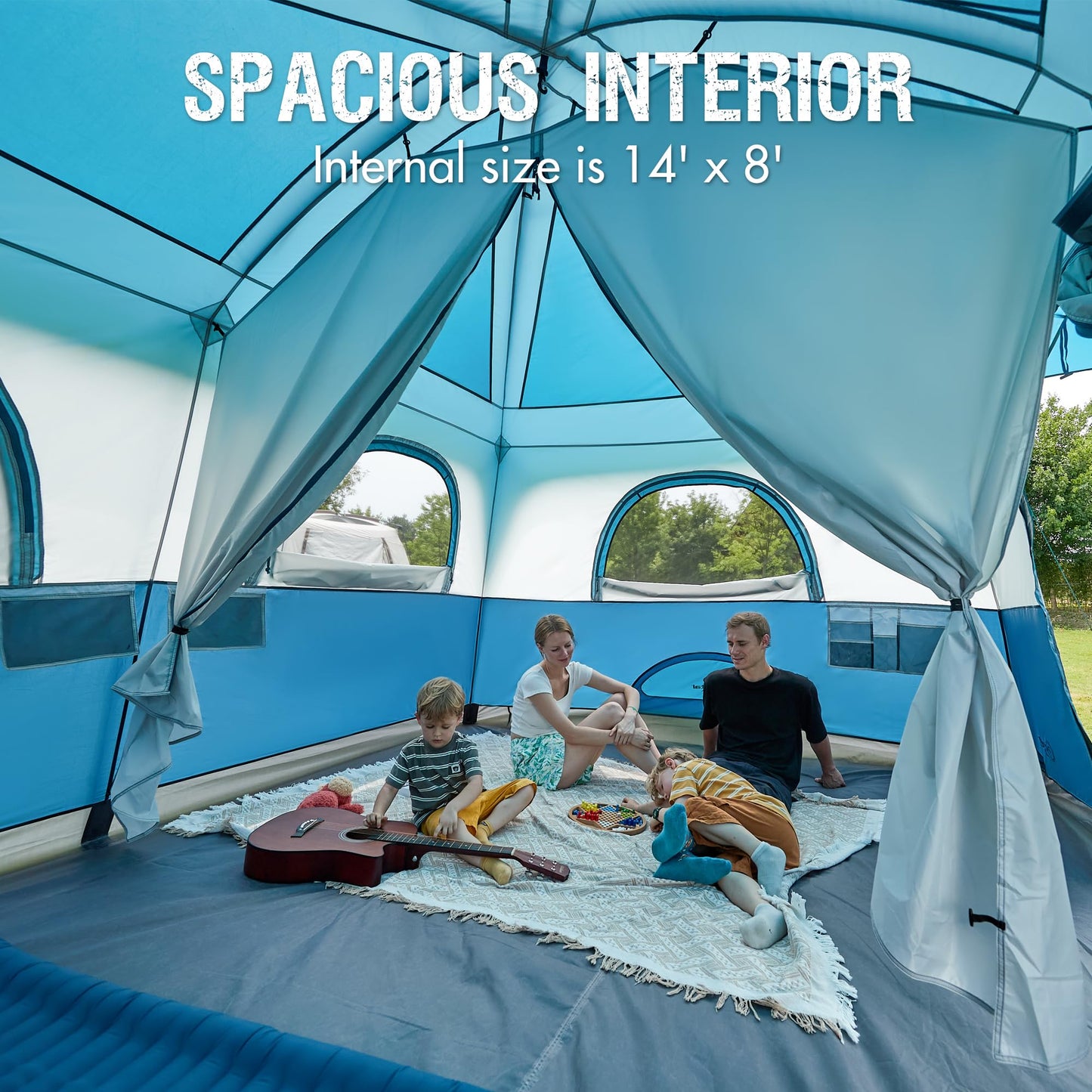 6–10 Person Family Camping Tent with Porch, Tall Interior & Ventilated Design