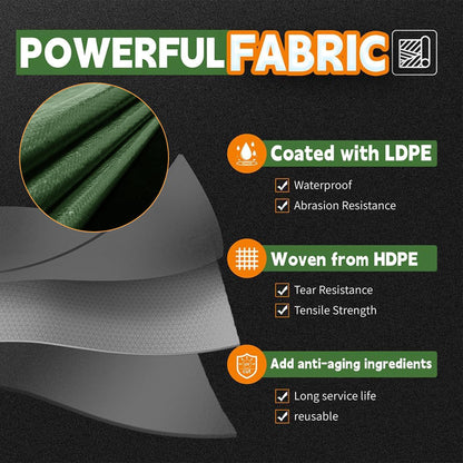 Waterproof Heavy Duty Poly Tarp with Reinforced Edges & Metal Grommets
