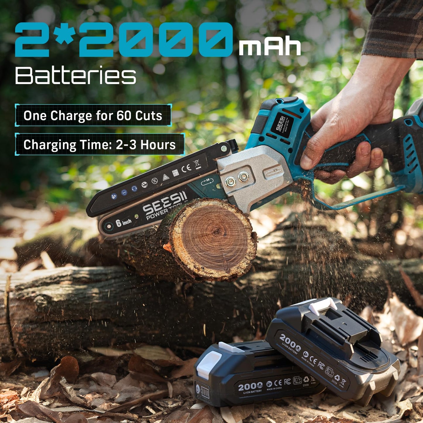 Cordless Mini Chainsaw for Outdoor Cutting & Garden Work