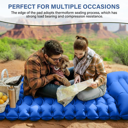 Ultralight Inflatable Camping Sleeping Pad with Built-In Pillow & Foot Pump
