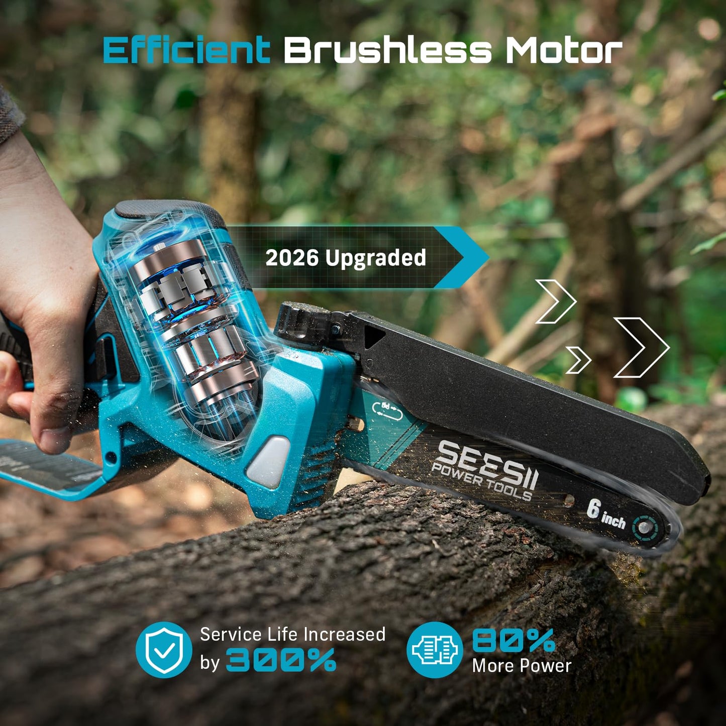 Cordless Mini Chainsaw for Outdoor Cutting & Garden Work