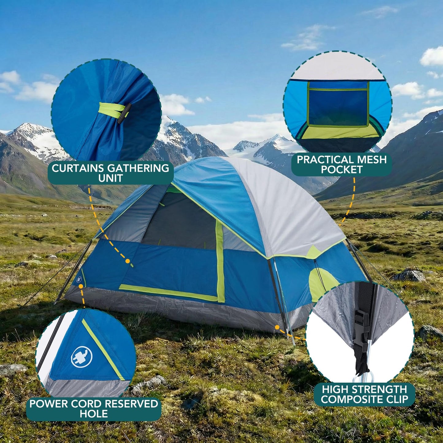 Waterproof Dome Camping Tent for 2–8 Person Family Outdoor & Hiking Use