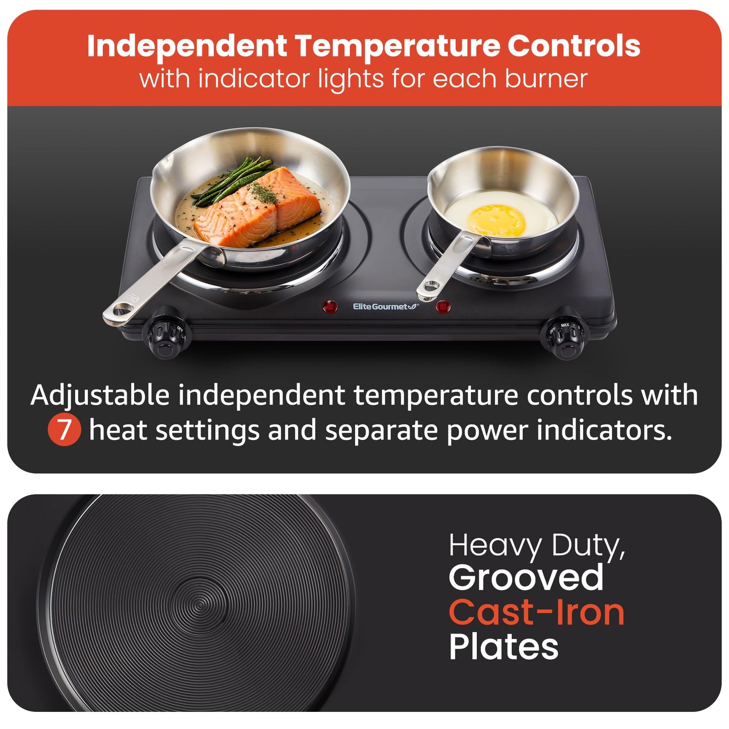 Electric Countertop Hot Plate Burner with Adjustable Temperature Control
