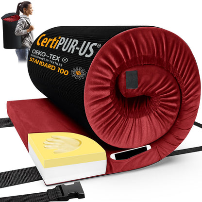 Memory Foam Camping Mattress Pad with Portable Roll-Up Design & Travel Bag