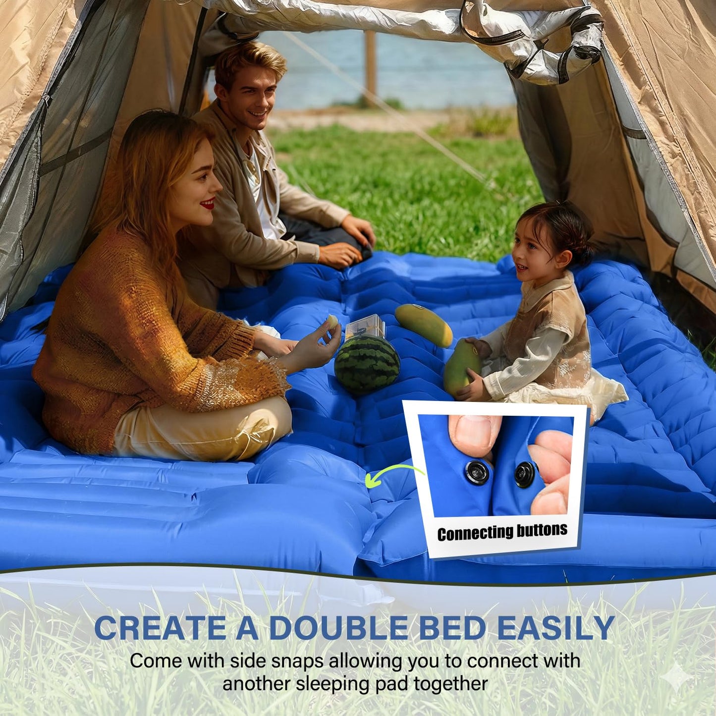 Ultralight Inflatable Camping Sleeping Pad with Built-In Pillow & Foot Pump