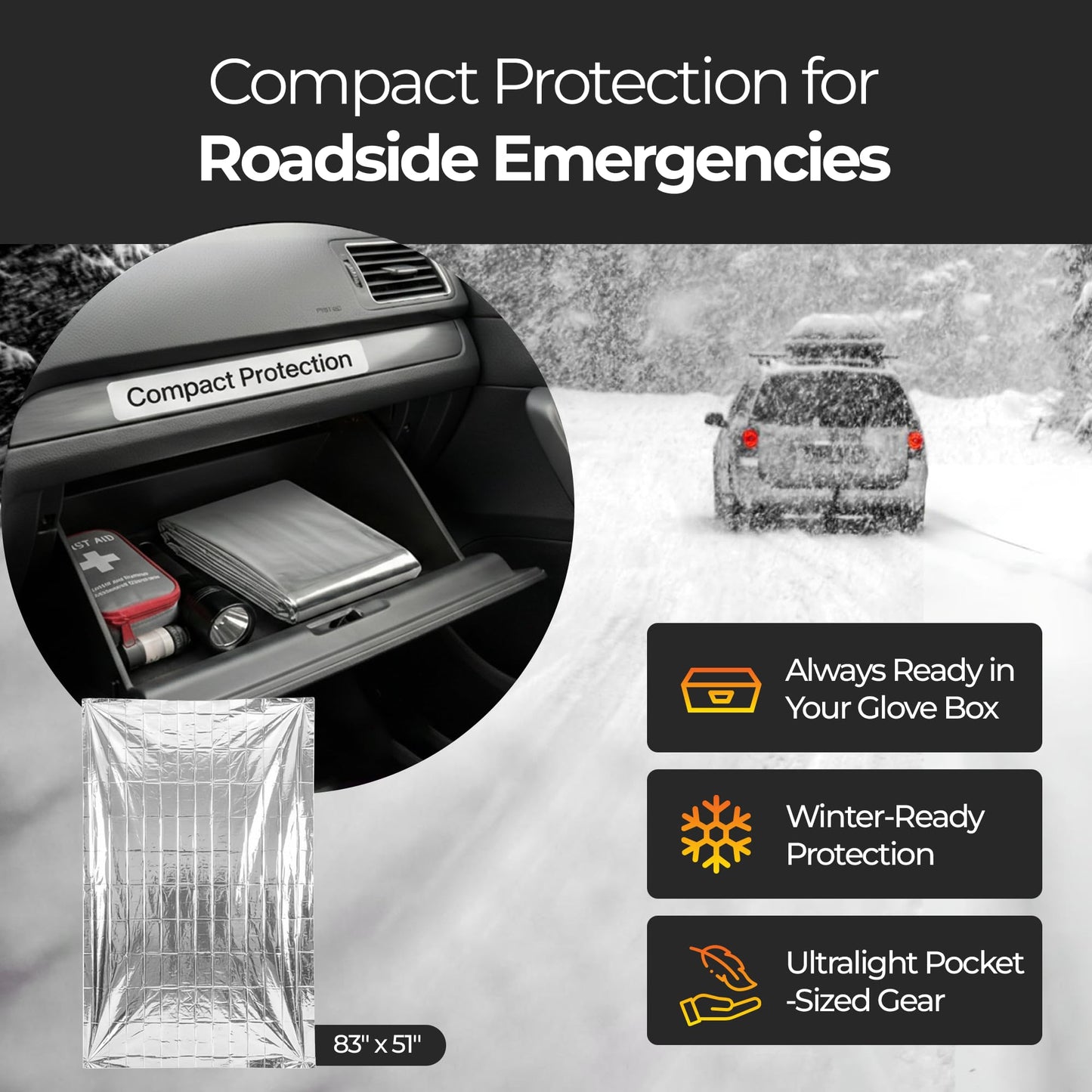 Emergency Mylar Thermal Survival Blanket with Waterproof Heat-Retention Design