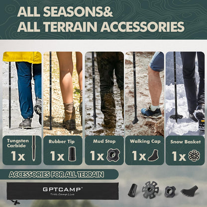 Collapsible Adjustable Trekking Pole with EVA Foam Grip for Hiking & Travel