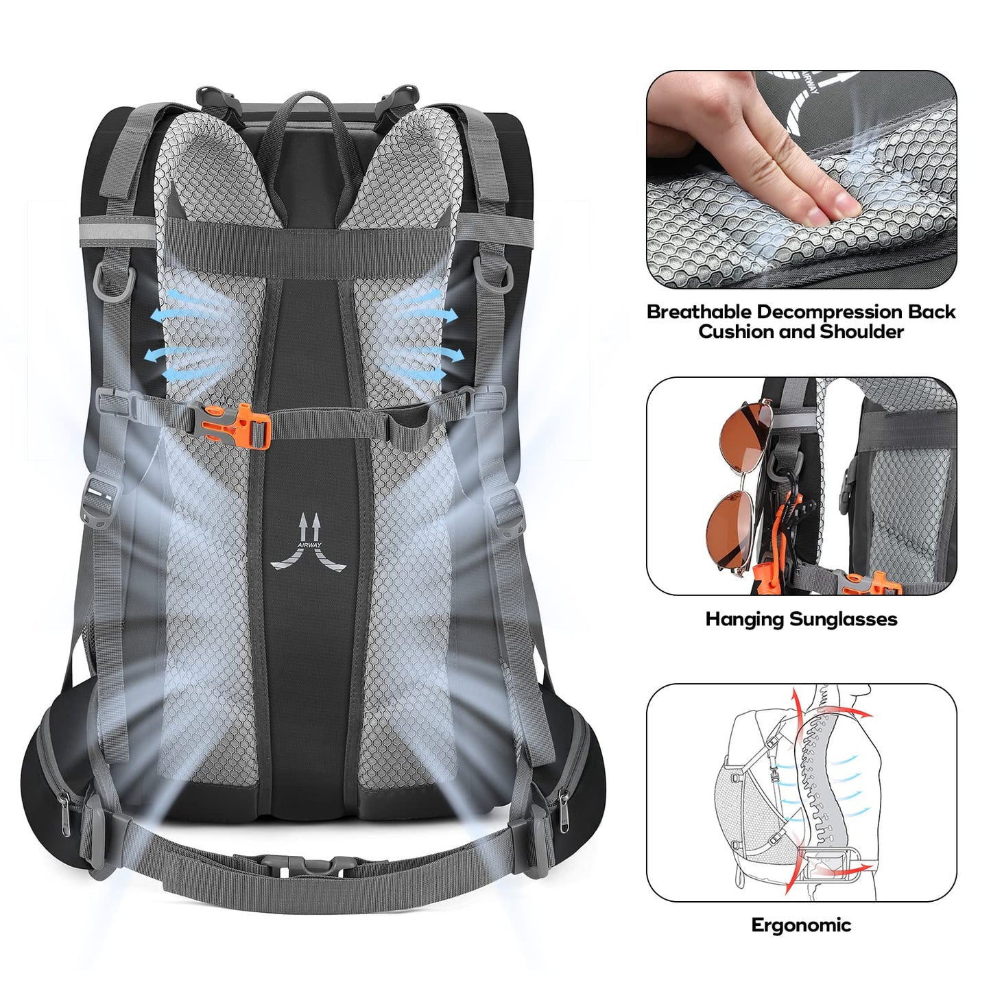 Waterproof Hiking Backpack with Rain Cover for Camping & Travel
