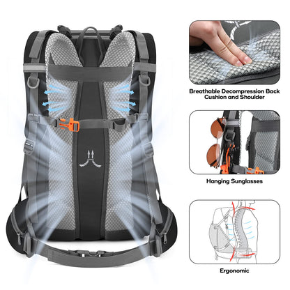 Waterproof Hiking Backpack with Rain Cover for Camping & Travel