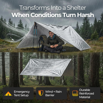 Emergency Mylar Thermal Survival Blanket with Waterproof Heat-Retention Design