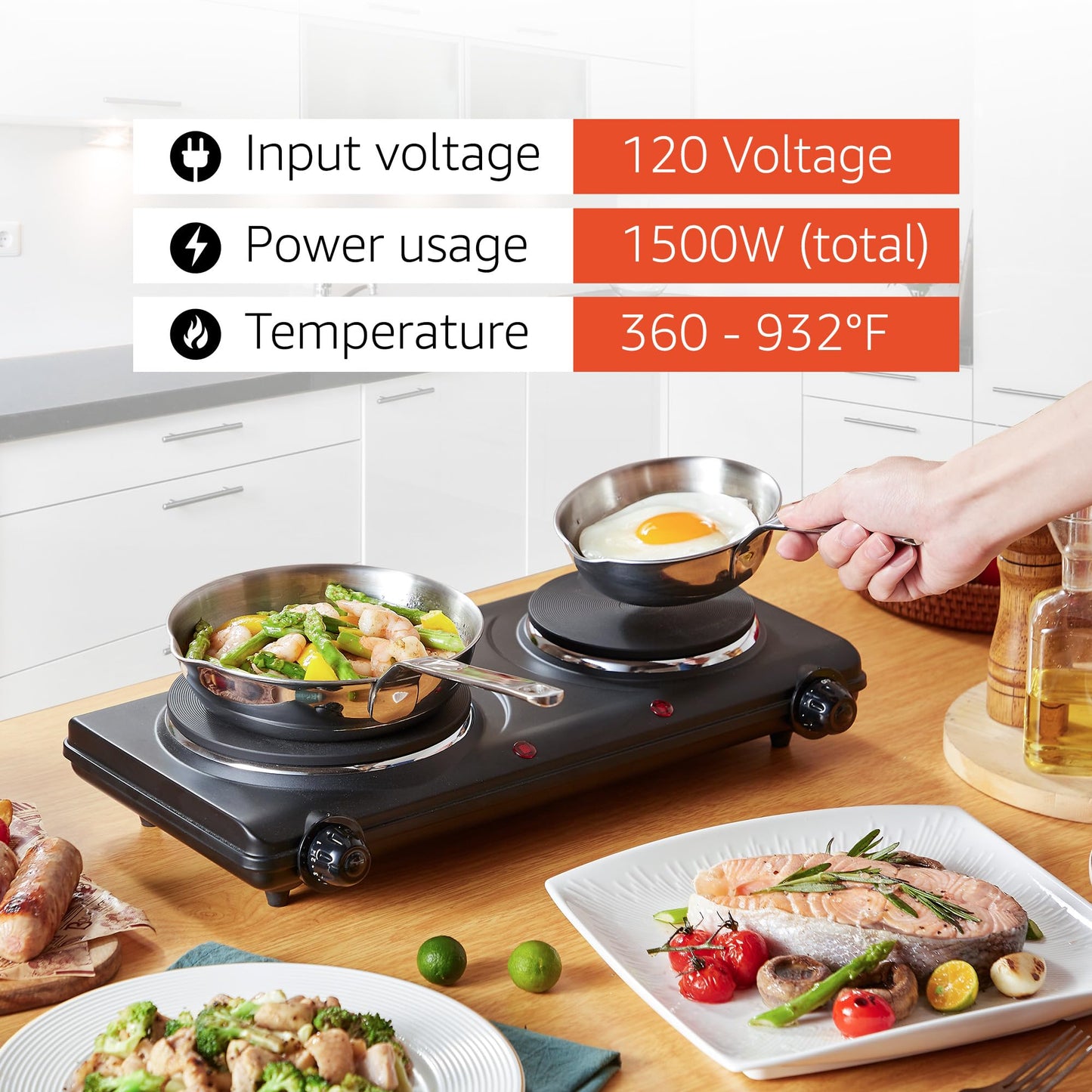 Electric Countertop Hot Plate Burner with Adjustable Temperature Control