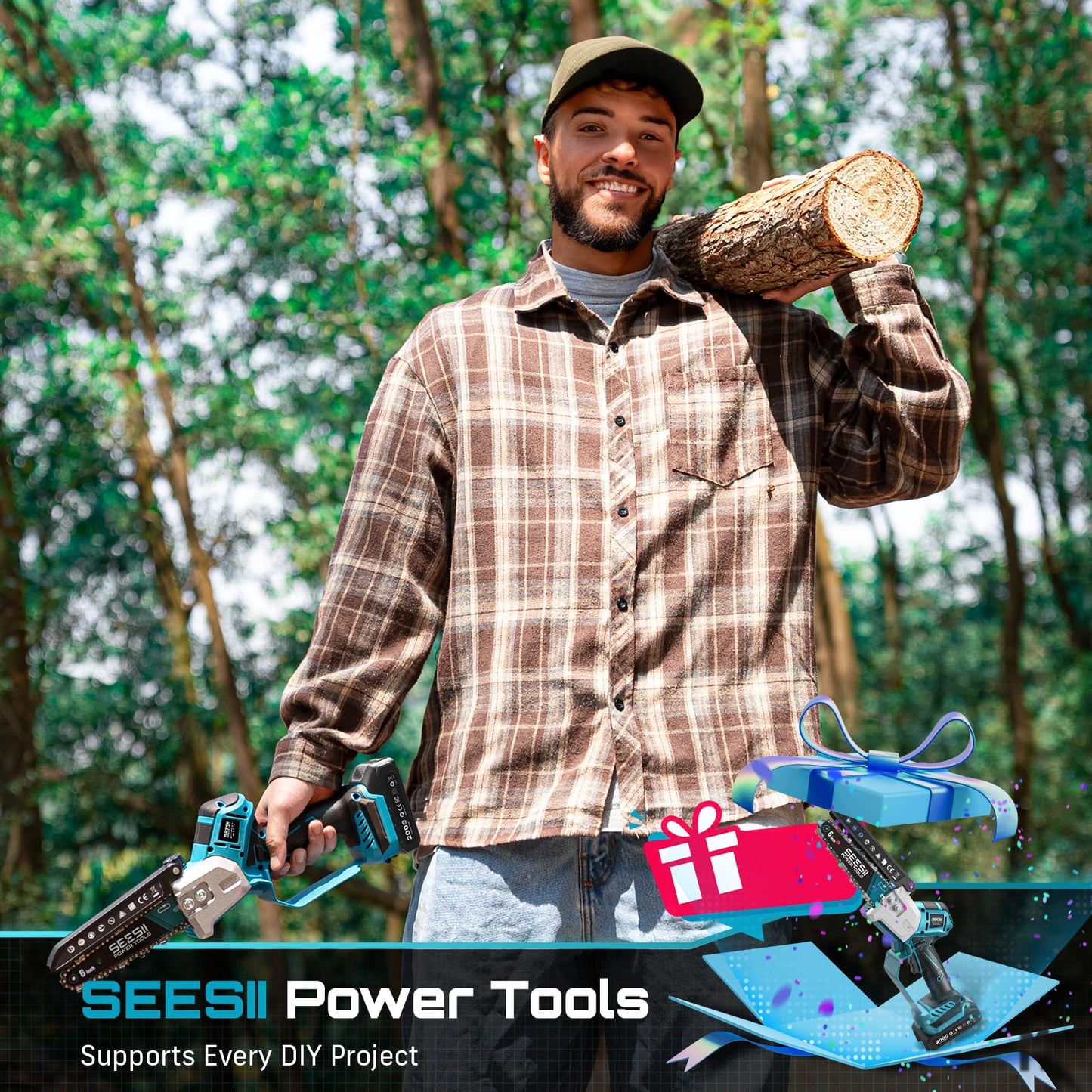 Cordless Mini Chainsaw for Outdoor Cutting & Garden Work