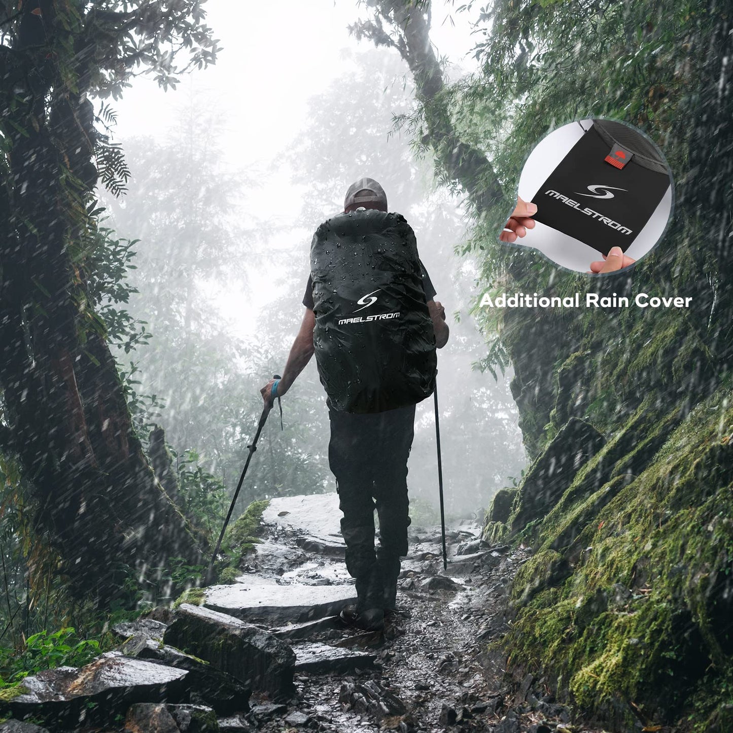 Waterproof Hiking Backpack with Rain Cover for Camping & Travel