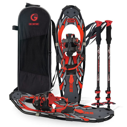 Lightweight Snowshoes Set with Trekking Poles & Carry Bag for Winter Hiking