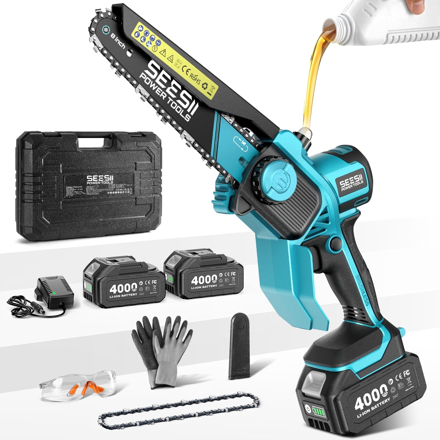Cordless Mini Chainsaw for Outdoor Cutting & Garden Work