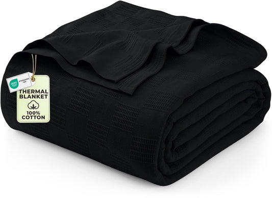 100% Cotton Thermal Blanket with Lightweight Breathable Design
