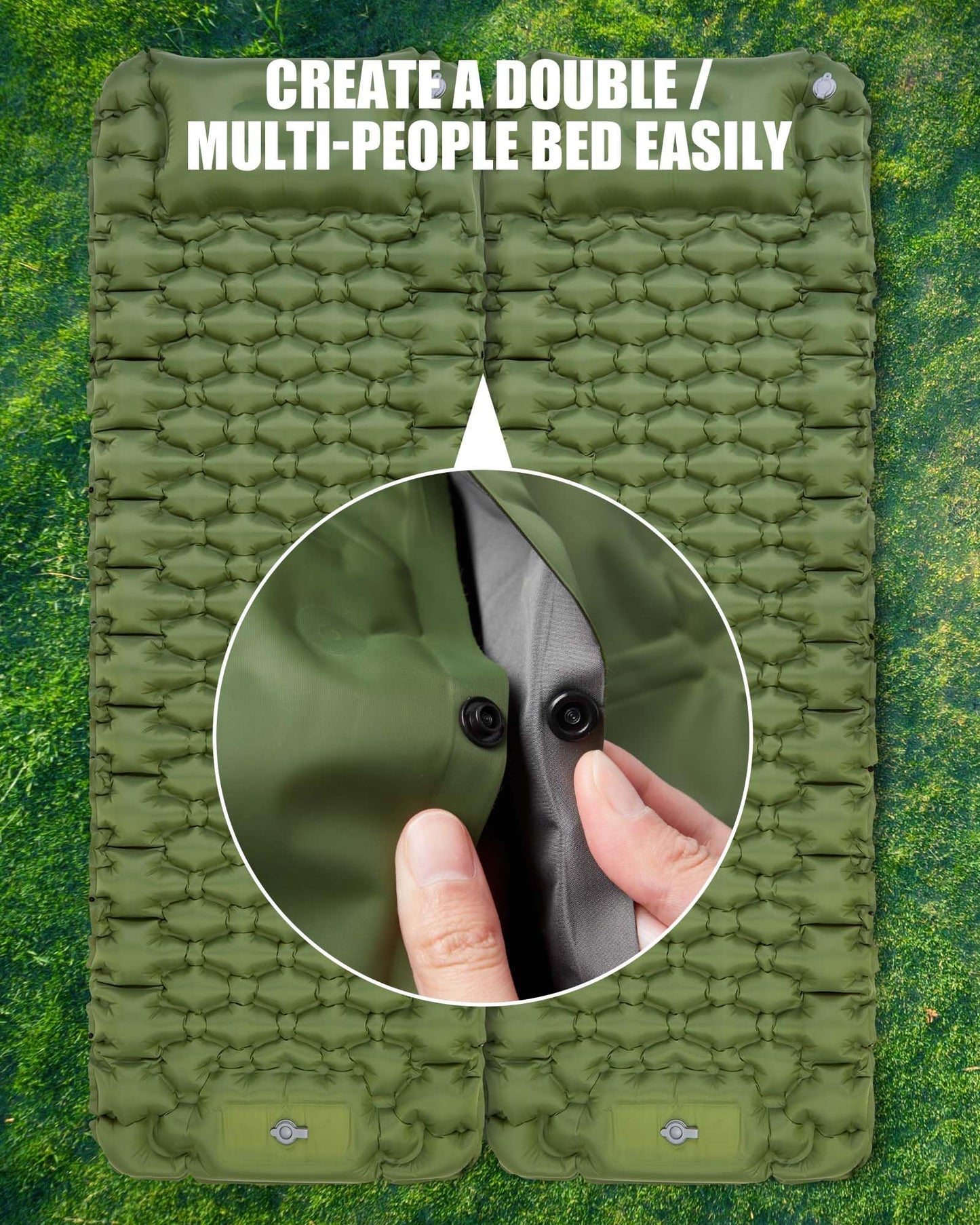 Extra Thick Ultralight Inflatable Camping Sleeping Pad with Built-In Pillow