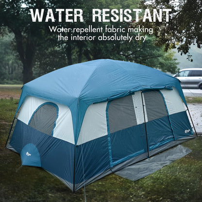 6–10 Person Family Camping Tent with Porch, Tall Interior & Ventilated Design