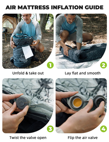 Self-Inflating Insulated Camping Sleeping Pad with High-Density Foam for 4-Season Use
