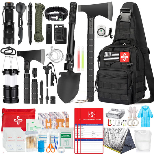 262-Piece Survival Gear & First Aid Emergency Kit with Outdoor Tools & Carry Bag