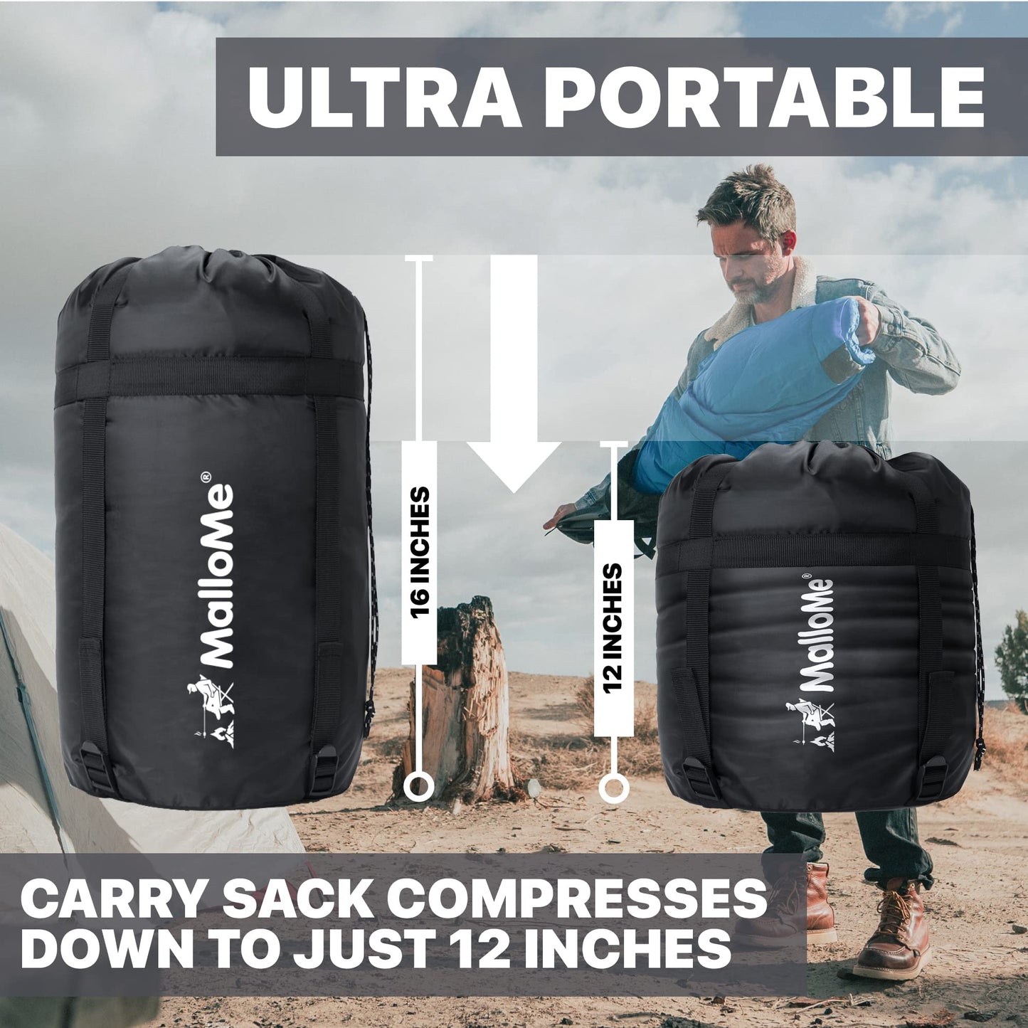 Lightweight Cold Weather Sleeping Bag for Camping, Hiking & Backpacking